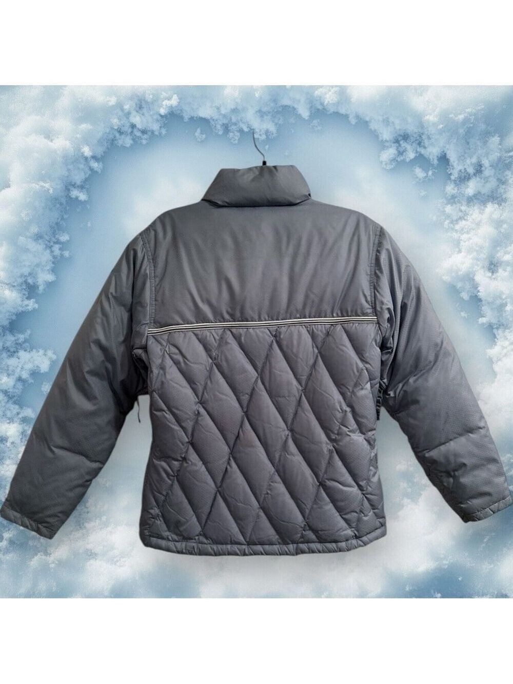 Winter Feather Down Ski Jacket Womens Small Blue Coat Zip Pockets POWDER ROOM - Picture 3 of 16